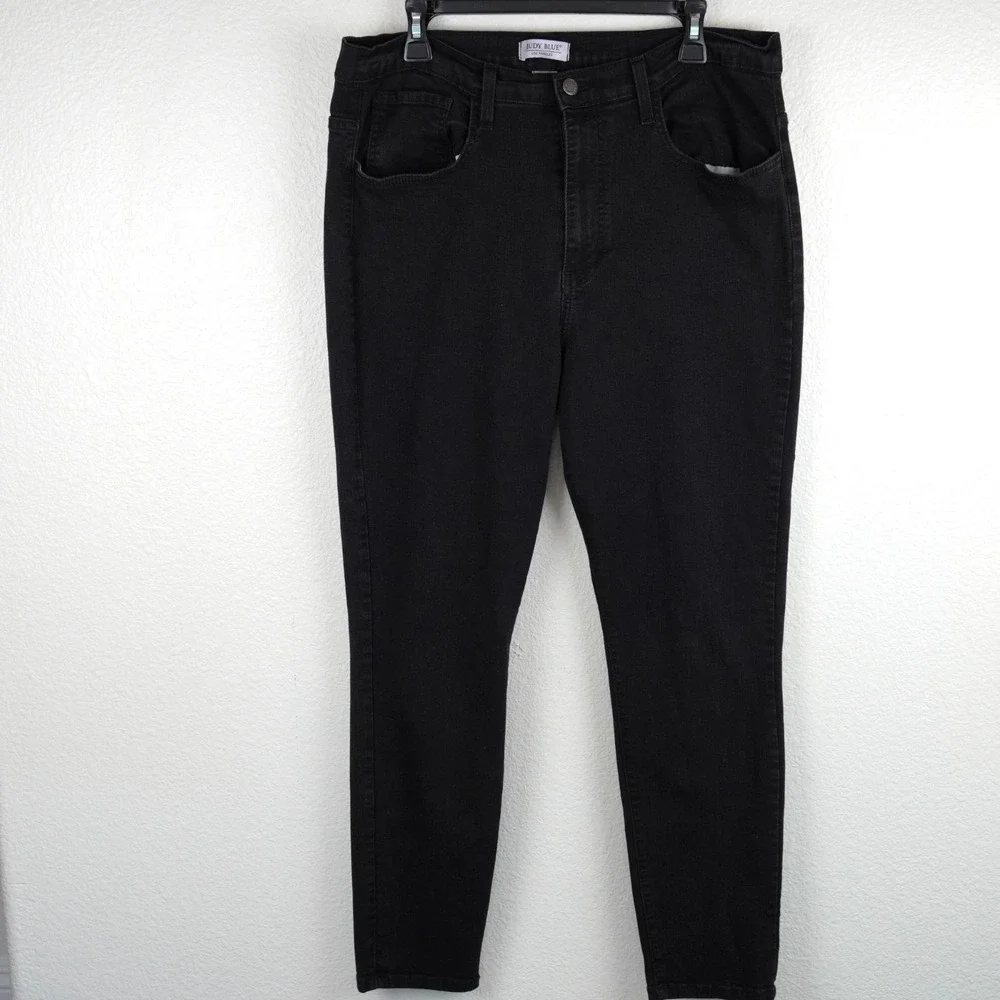 Judy Blue Black Skinny Jeans 2XL‎ Made in USA Stretch High Rise